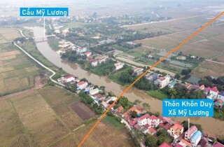 Toàn cảnh vị trí quy hoạch cầu vượt sông Đáy nối xã Mỹ Lương - Quảng Bị, Chương Mỹ, Hà Nội